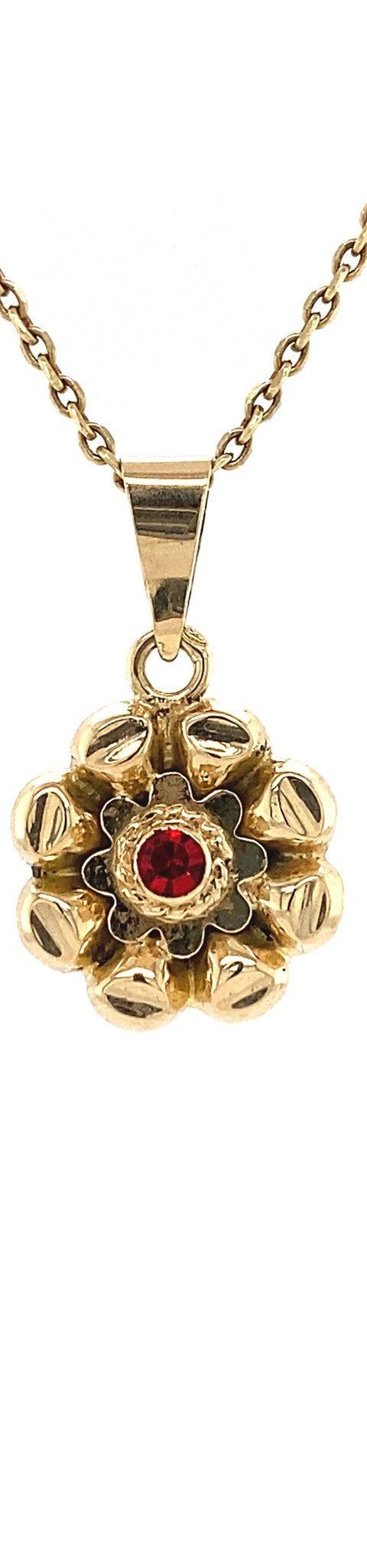 Vintage 14K Gold Pendant with Glass